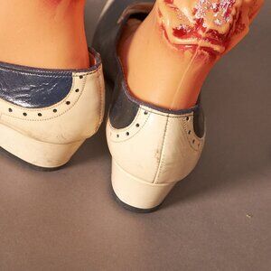 1960s Navy and White Oxford Wingtip Saddle Shoes Heels